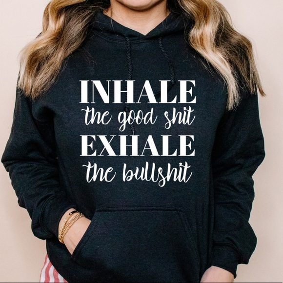 NEW Oversized Hoodies Inhale Exhale Black White Funny Gift - Picture 1 of 3